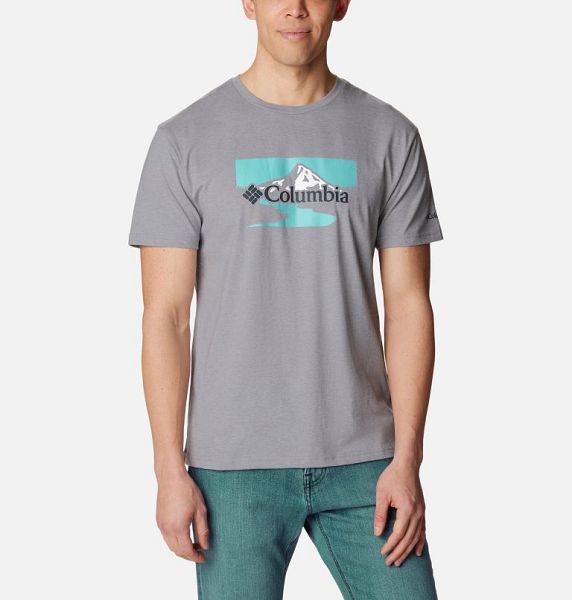 Men Columbia Path Lake™ II Graphic T-Shirt Grey | US-RKCZFI-345