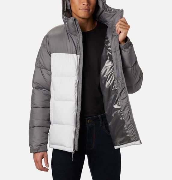 Men Columbia Pike Lake™ Hooded Down Jackets Grey / Grey | US-CXGRFO-732