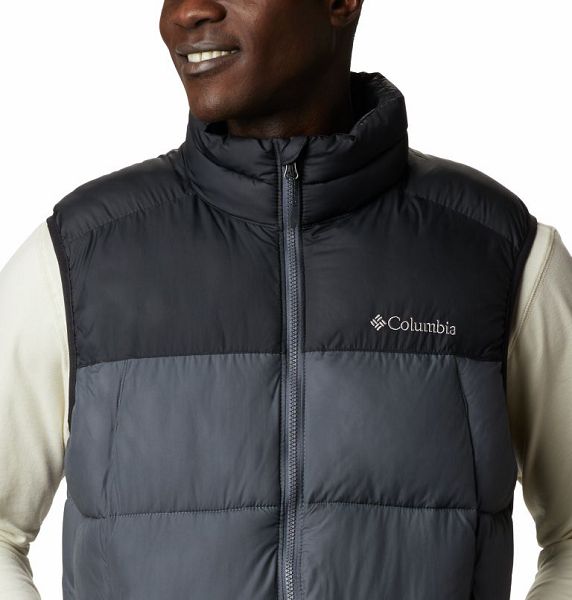 Men Columbia Pike Lake™ Puffer Vest Black / Deep Grey | US-UAMXSZ-729