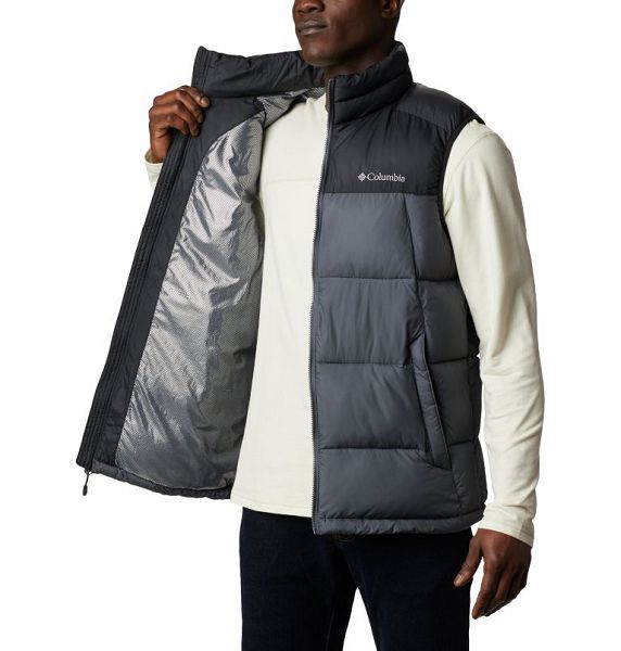 Men Columbia Pike Lake™ Puffer Vest Black / Deep Grey | US-UAMXSZ-729