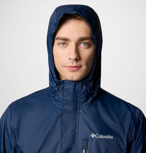 Men Columbia Pouring Adventure™ III Waterproof Hiking Jackets Navy | US-GNOUBR-398