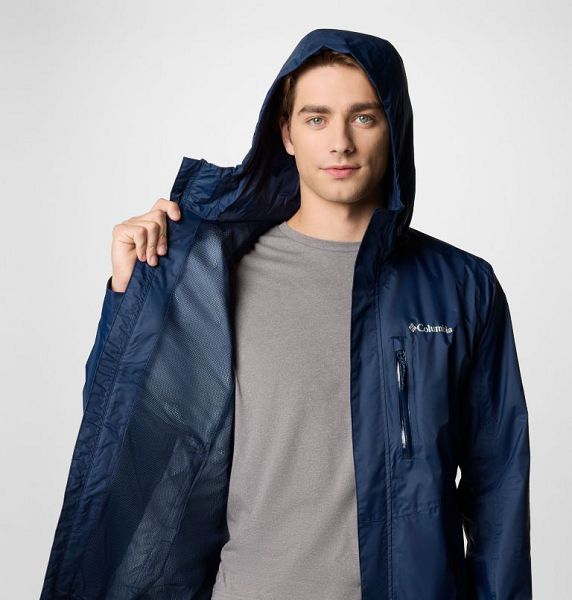 Men Columbia Pouring Adventure™ III Waterproof Hiking Jackets Navy | US-GNOUBR-398