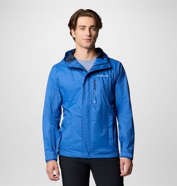 Men Columbia Pouring Adventure™ III Waterproof Hiking Jackets Blue | US-IFVMXL-086