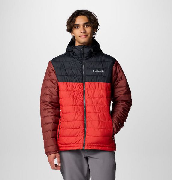 Men Columbia Powder Lite™ II Hooded Insulated Jackets Red / Black / Brown | US-IXWGSP-261