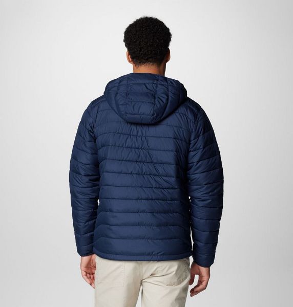 Men Columbia Powder Lite™ II Hooded Insulated Jackets Navy | US-PSXGJQ-486