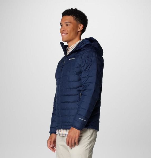 Men Columbia Powder Lite™ II Hooded Insulated Jackets Navy | US-PSXGJQ-486