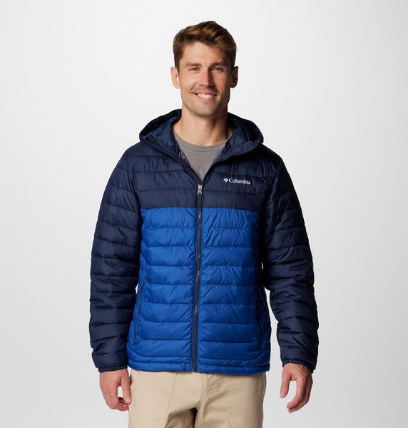 Men Columbia Powder Lite™ II Hooded Insulated Jackets Blue / Navy | US-GHEVTQ-730