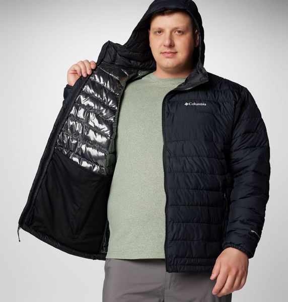 Men Columbia Powder Lite™ II Hooded Insulated Jackets Black | US-IUGAQN-784