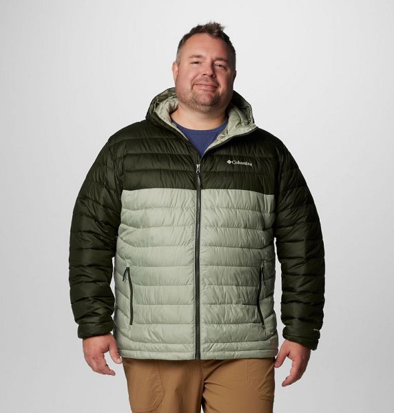 Men Columbia Powder Lite™ II Hooded Insulated Jackets Green / Grey | US-UACMJZ-402