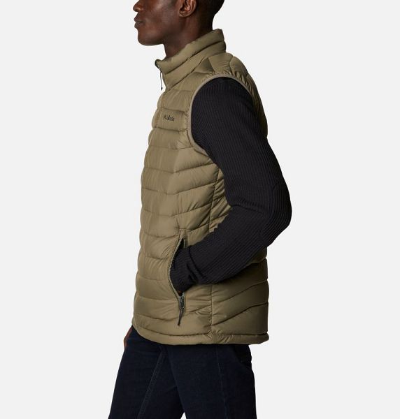 Men Columbia Powder Lite™ II Insulated Vest Grey / Green | US-QJZMRN-692