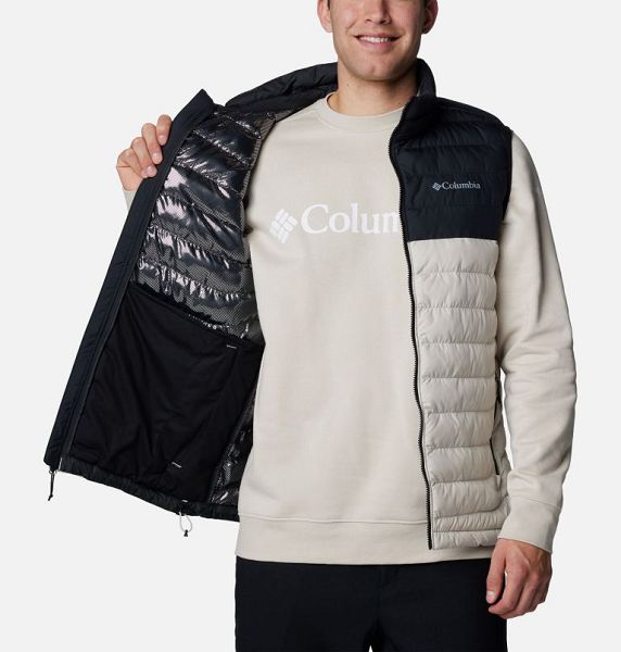 Men Columbia Powder Lite™ II Insulated Vest Dark Grey / Black | US-PNAOVJ-428