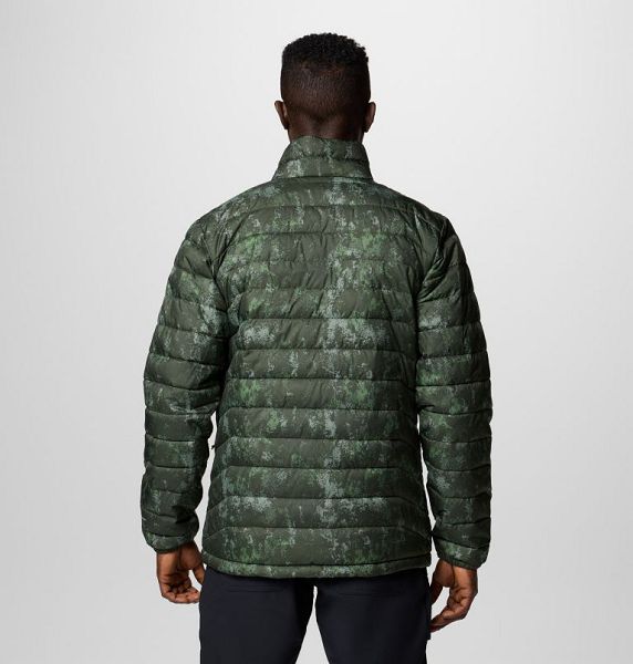 Men Columbia Powder Lite™ II Printed Insulated Jackets Green / White | US-OZWAFD-851