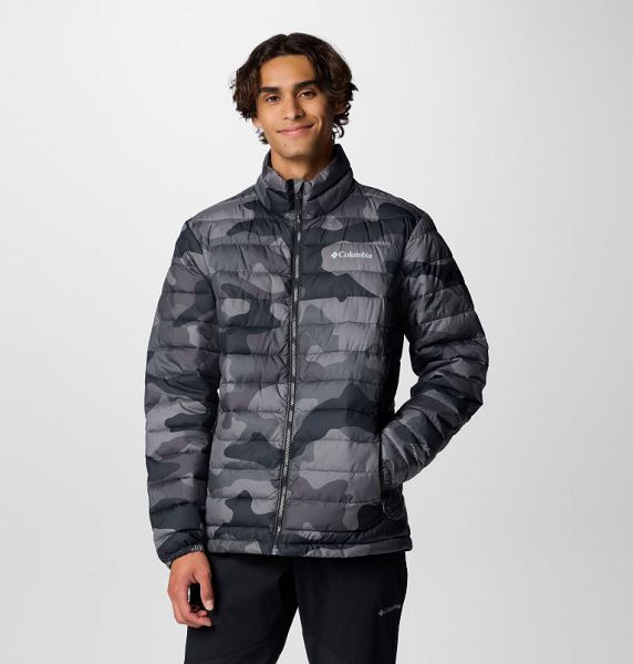 Men Columbia Powder Lite™ II Printed Insulated Jackets Black Camo | US-VNHXEO-724