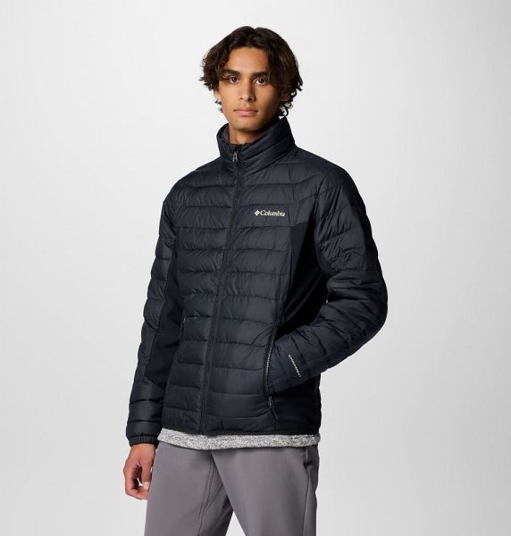 Men Columbia Powder Pass™ II Hybrid Down Jackets Black | US-JXMPFY-193