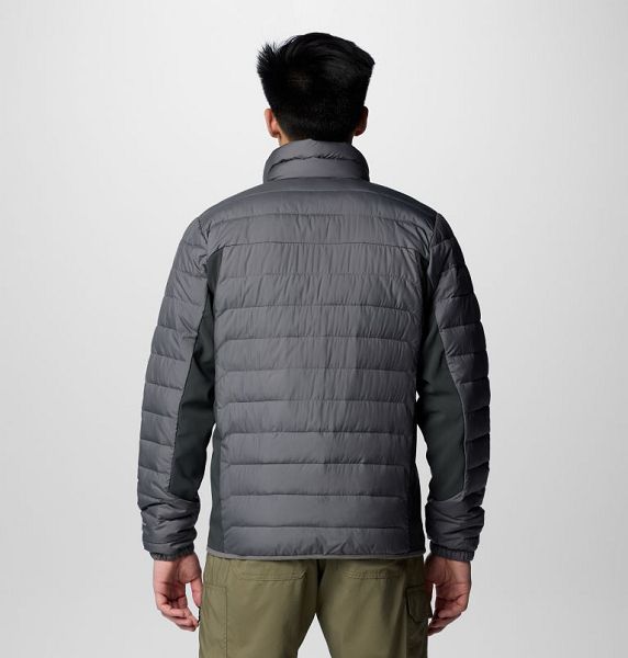 Men Columbia Powder Pass™ II Hybrid Down Jackets Grey / Dark Grey | US-OZBAKI-246