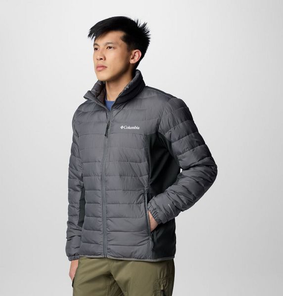 Men Columbia Powder Pass™ II Hybrid Down Jackets Grey / Dark Grey | US-OZBAKI-246