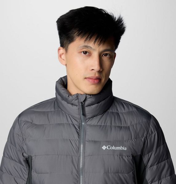 Men Columbia Powder Pass™ II Hybrid Down Jackets Grey / Dark Grey | US-OZBAKI-246