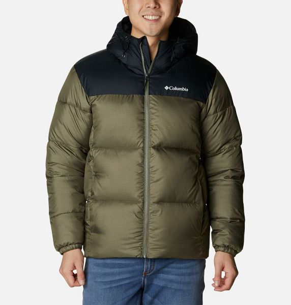 Men Columbia Puffect™ II Hooded Puffer Jacket Grey / Green / Black | US-RJBEIY-697