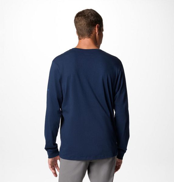 Men Columbia Rockaway River™ Graphic Long Sleeve T-Shirt Navy | US-AHWMLC-971