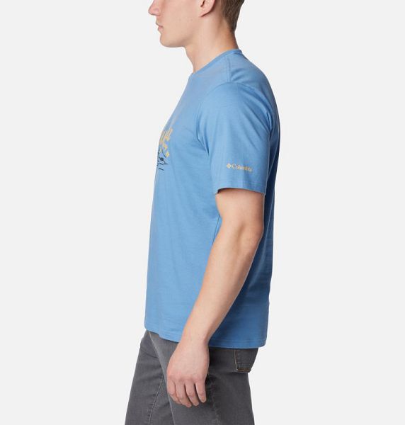 Men Columbia Rockaway River™ Graphic T-Shirt Blue | US-AVPSDZ-093