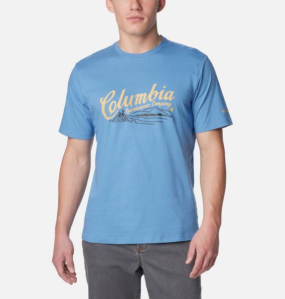 Men Columbia Rockaway River™ Graphic T-Shirt Blue | US-AVPSDZ-093