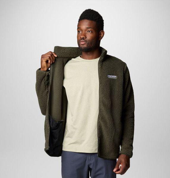 Men Columbia Rugged Ridge™ III Full Zip Sherpa Fleece Jackets Deep Green | US-OUJNPV-862