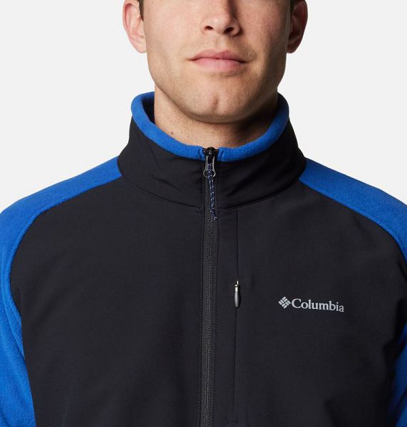 Men Columbia Sage Peak™ Fleece Jackets Blue / Black | US-ZJKUPR-107