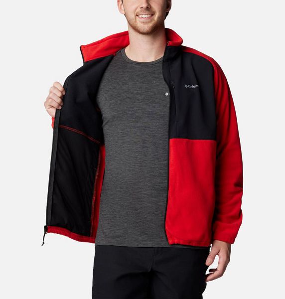 Men Columbia Sage Peak™ Fleece Jackets Red / Black | US-NJGSWY-985