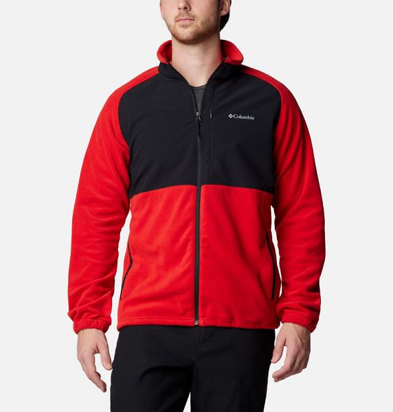 Men Columbia Sage Peak™ Fleece Jackets Red / Black | US-NJGSWY-985