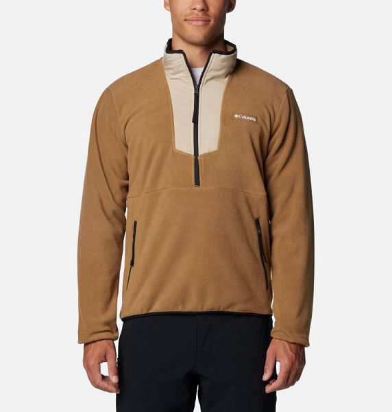 Men Columbia Sequoia Grove™ Half Zip Fleece Khaki / Black | US-AJYGDF-569