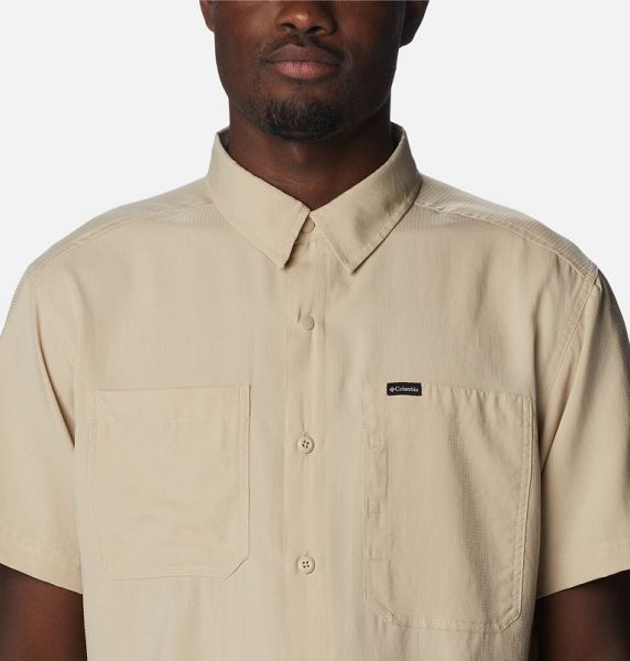 Men Columbia Silver Ridge™ Utility Lite Sleeve Shirts Khaki | US-KBQWNS-576