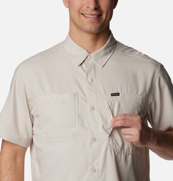 Men Columbia Silver Ridge™ Utility Lite Sleeve Shirts Dark Grey | US-FDCOJQ-486