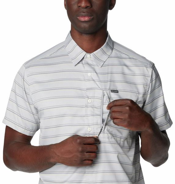 Men Columbia Silver Ridge™ Utility Sleeve Shirts Grey Stripes | US-TSVLFC-830