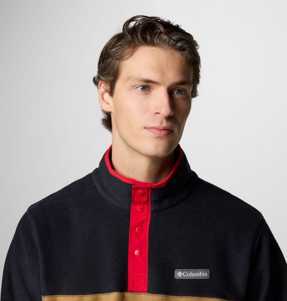 Men Columbia Steens Mountain™ II Half Snap Fleece Black / Blue Red | US-HUQRLK-643