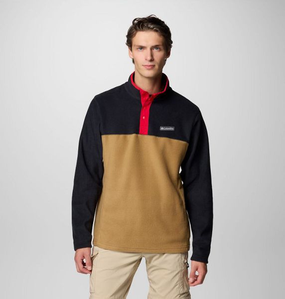 Men Columbia Steens Mountain™ II Half Snap Fleece Black / Blue Red | US-HUQRLK-643