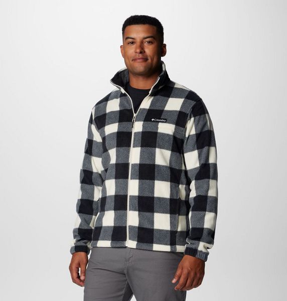 Men Columbia Steens Mountain™ Printed Fleece Jackets Black / White | US-ULBYQH-132