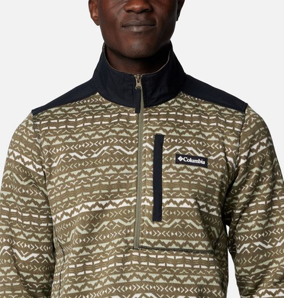 Men Columbia Sweater Weather™ III Half Zip Printed Fleece Grey / Green / Multicolor | US-WLSXMB-328