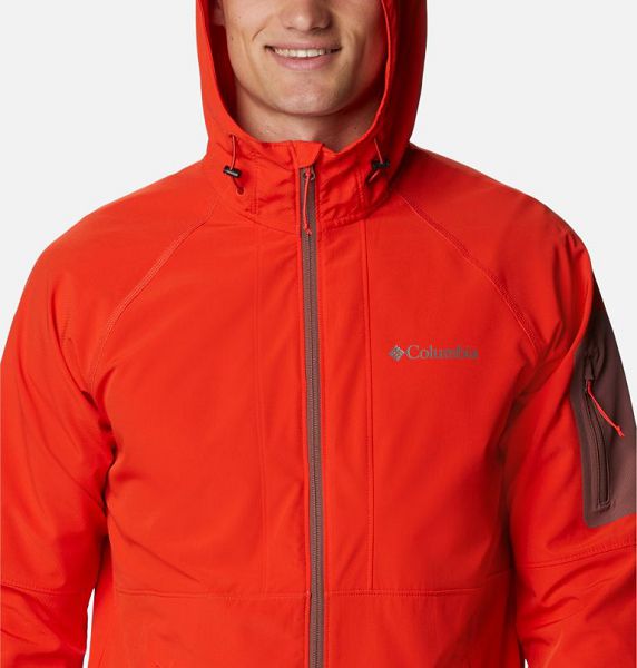 Men Columbia Tall Heights™ Hooded Softshell Jackets Red | US-YXCTEH-724