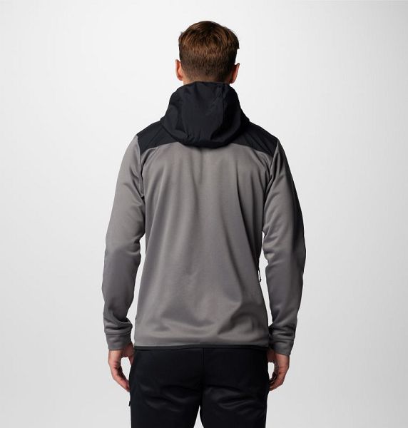 Men Columbia Tech™ Fleece Hooded Jackets Grey / Black | US-XHNMCR-930