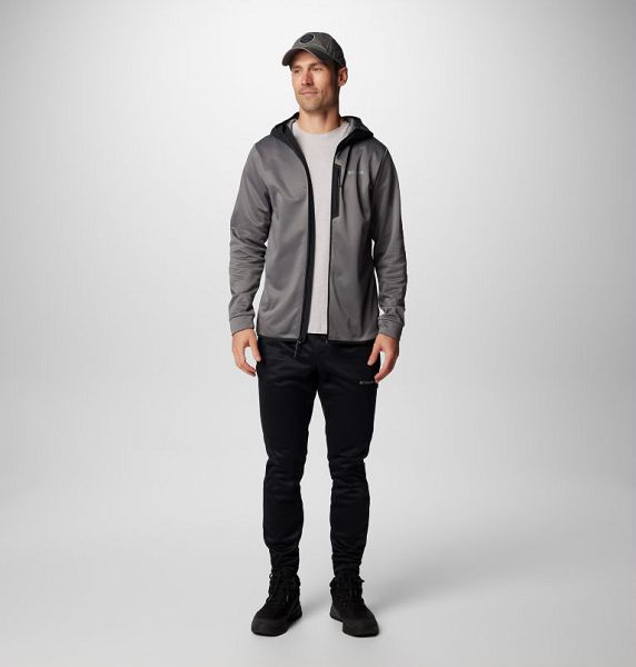 Men Columbia Tech™ Fleece Hooded Jackets Grey / Black | US-XHNMCR-930