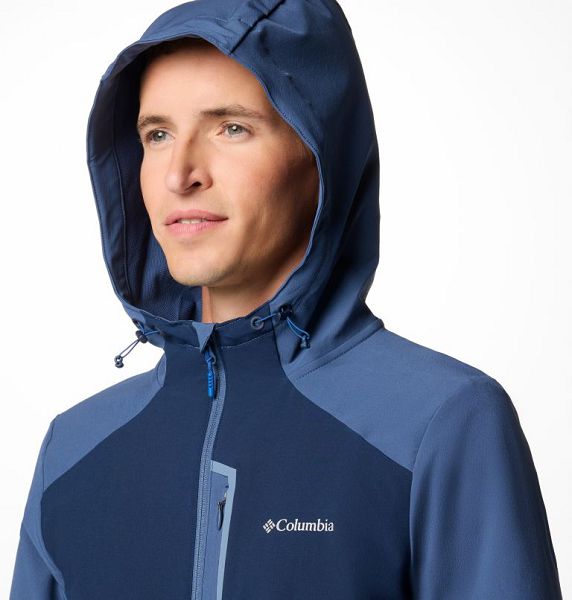 Men Columbia Tech™ Softshell Hooded Jackets Navy / Dark | US-WDSEKZ-056