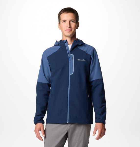 Men Columbia Tech™ Softshell Hooded Jackets Navy / Dark | US-WDSEKZ-056