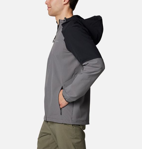 Men Columbia Tech™ Softshell Hooded Jackets Grey / Black | US-BMLWJZ-043