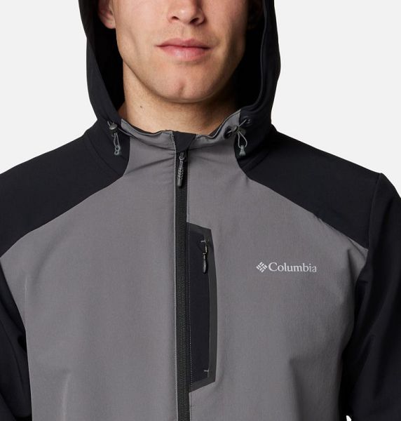 Men Columbia Tech™ Softshell Hooded Jackets Grey / Black | US-BMLWJZ-043