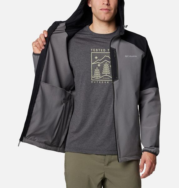 Men Columbia Tech™ Softshell Hooded Jackets Grey / Black | US-BMLWJZ-043