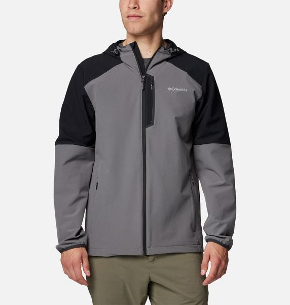 Men Columbia Tech™ Softshell Hooded Jackets Grey / Black | US-BMLWJZ-043