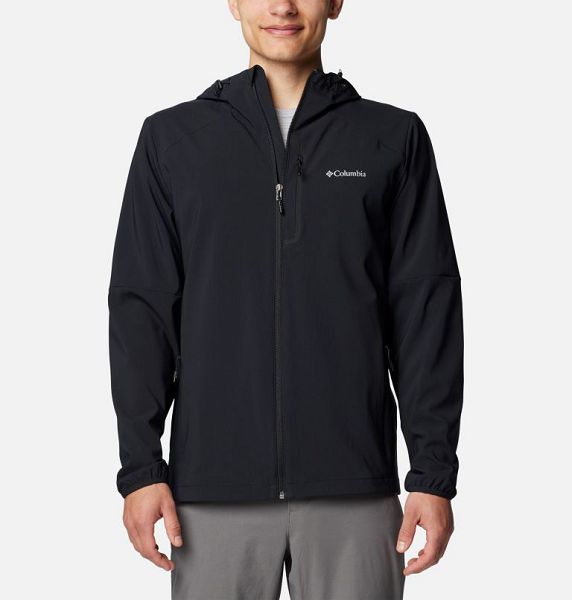 Men Columbia Tech™ Softshell Hooded Jackets Black | US-AVFQNX-641