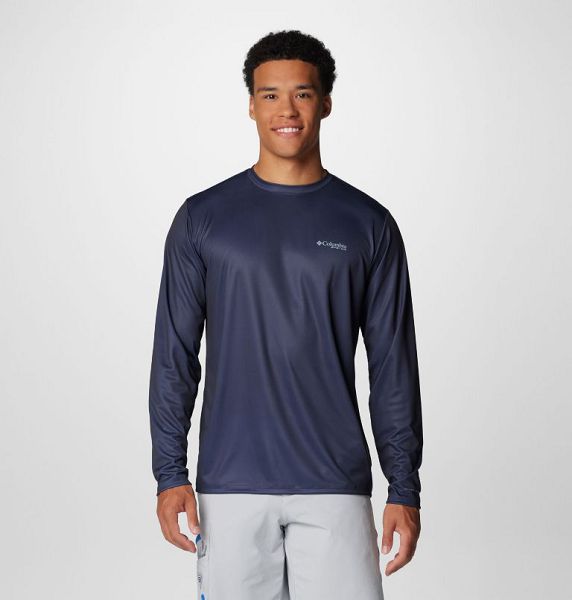 Men Columbia Terminal Tackle PFG™ Line Time Long Sleeve T-Shirt Navy | US-GEKWCY-318