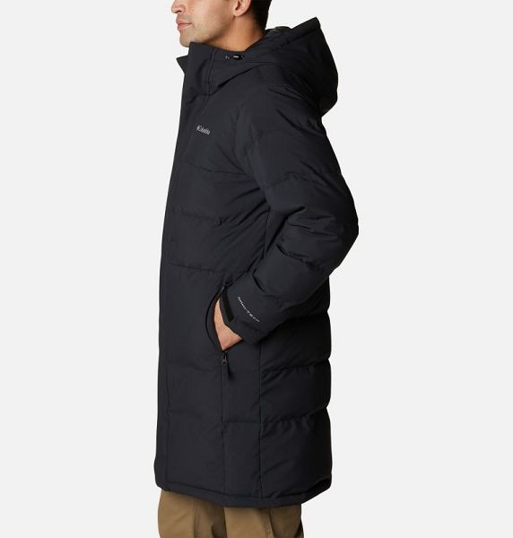 Men Columbia Toyama Pass™ II Hooded Down Long Waterproof Parka Jackets Black | US-JDAZPM-590