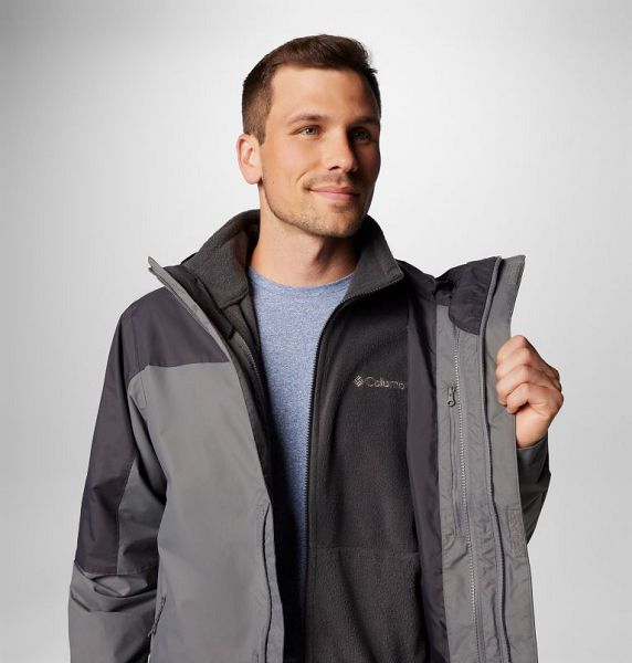 Men Columbia Tunnel Falls™ II Waterproof 3 In 1 Jackets Grey / Dark Grey | US-OUPZID-793